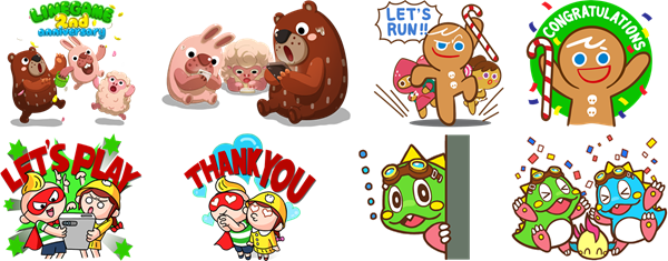 LINE GAME Thanks You for 2 Years! Sticker set